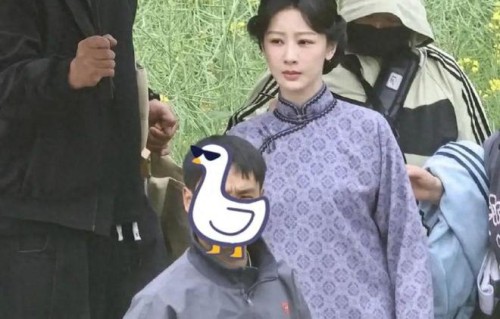 杨紫紫色旗袍路透温婉，休息时的直角背，盘发造型美回民国大小姐|玉兰花开君再来|暗紫色|新剧|乱世|复古