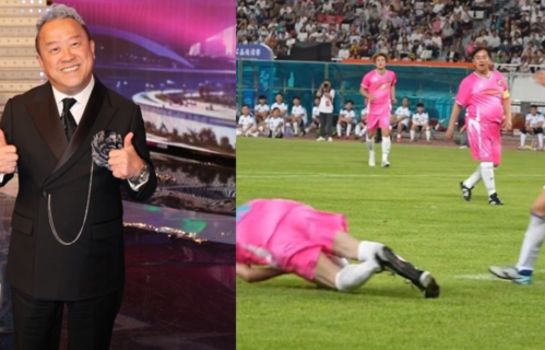 73岁曾志伟球场摔倒！原因竟是年久老化的鞋底掉了，“三哥”苗侨伟吓坏
