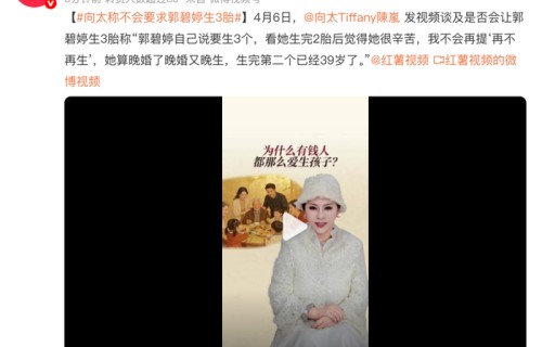 向太谈郭碧婷生三胎:不会要求她再生，看她太辛苦了_新闻